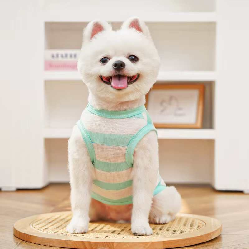 Chaleco con capucha malla rayas para perros y gatos pequeños - imagen 3