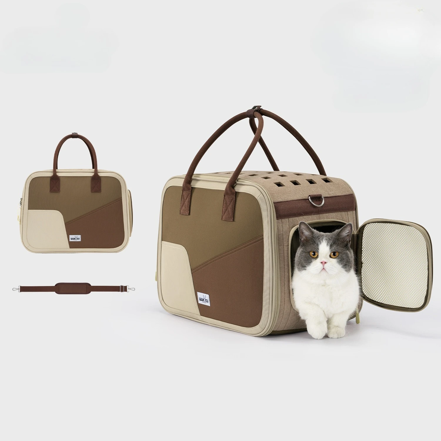 Transportín bolsa plegable para gatos con asas de hombro y mano - imagen 5
