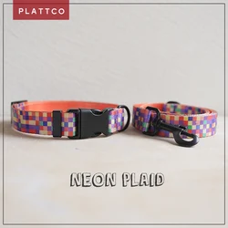 Collar para perros de cuadros neón con hebilla resistente y ajustable