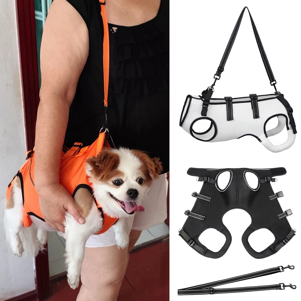Arnés reflectante, transpirable, multifuncional, asistido para mascotas, correa para perros pequeños a medianos, accesorios de rehabilitación para perros