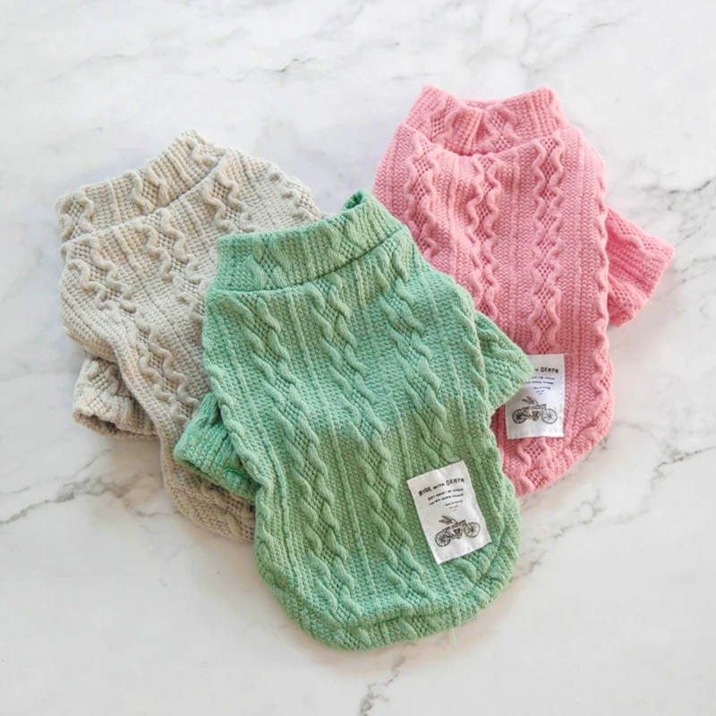 Ropa de invierno para perros, suéter de punto trenzado, ropa de cuello alto, Sudadera con capucha, prendas de punto para perros pequeños y medianos, jersey para cachorros salchicha, XS-XXL - imagen 4