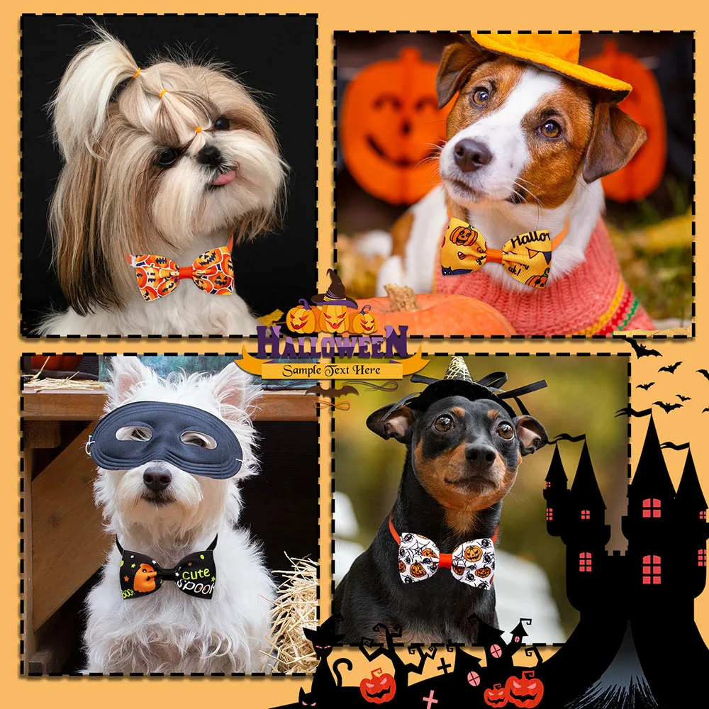 100 Uds. Pajarita para perros pequeños de Halloween para perros, pajarita para mascotas, corbatas para Halloween, suministros para mascotas para perros pequeños - imagen 3