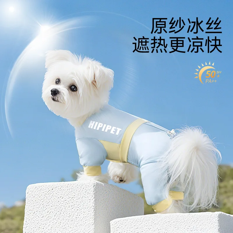 Ropa fresca para perros de primavera para mascotas, protector solar para exteriores, empalme, ropa de cuatro piernas, mono refrescante, ropa para cachorros