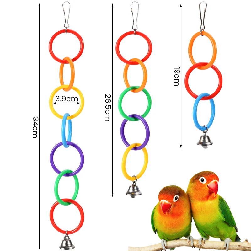 Columpio de loro colorido con campana, anillo de escalada, juguetes para molitos, cacatua gris africana, periquito, suministros para loros - imagen 4