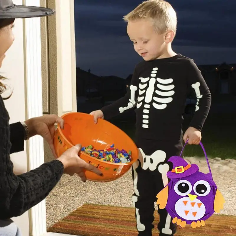 Cestas de Halloween con asa, cubo no tejido para dulces, regalo, suministros de Halloween, accesorios de juego para guardería - imagen 4