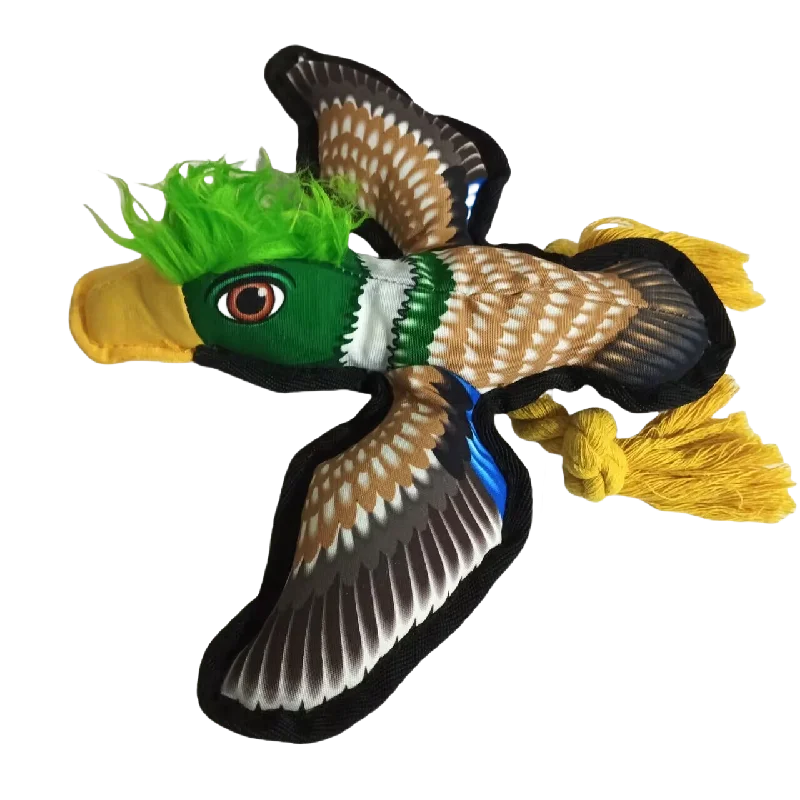 Juguete interactivo para masticar perros chirriantes, pato verde duradero de peluche, muñeco de pájaro para mascotas, adecuado para perros para aliviar el aburrimiento y jugar - imagen 3