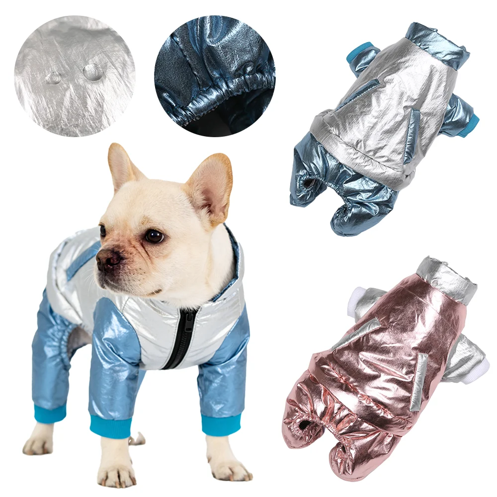 Ropa cálida de otoño e invierno para perros pequeños, mono impermeable para cachorros, diseño de cremallera, abrigo para mascotas a la moda, chaqueta para Chihuahua Bulldog