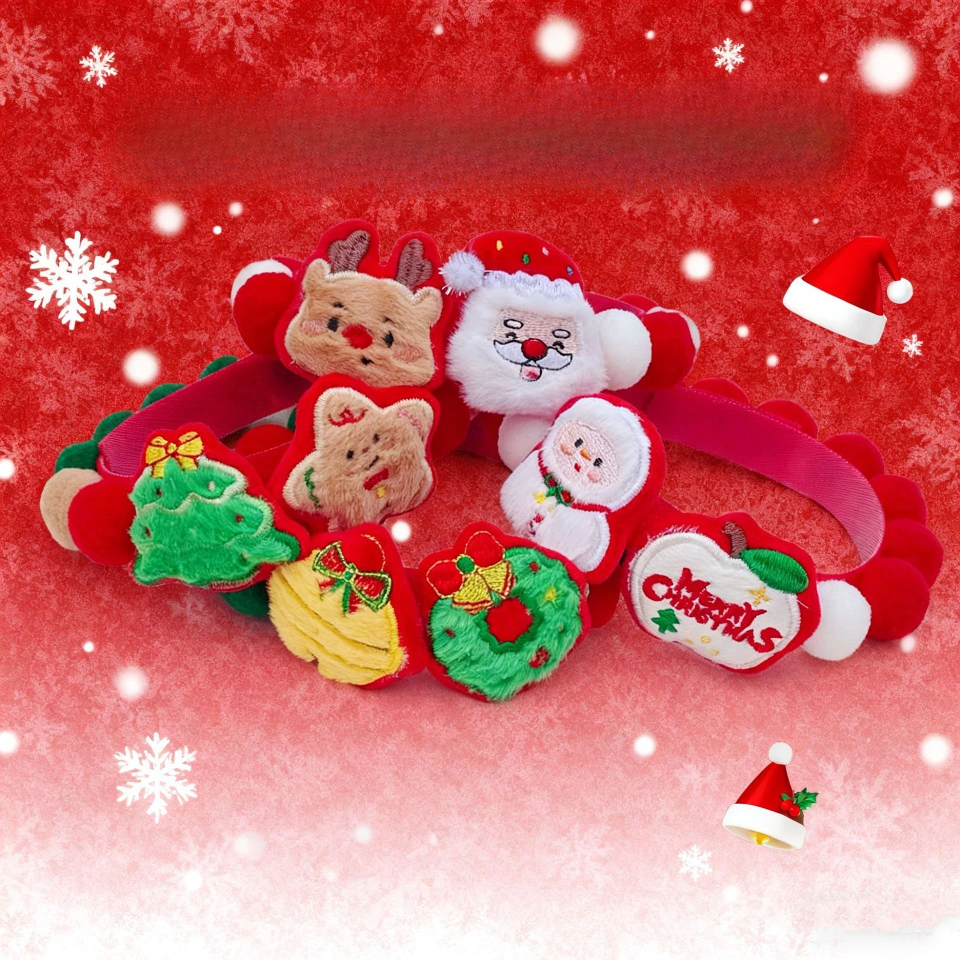 Collar festivo para mascotas, gatos, perros, con patrones de renos de Papá Noel, cinta mágica, accesorio navideño para decoración navideña - imagen 4