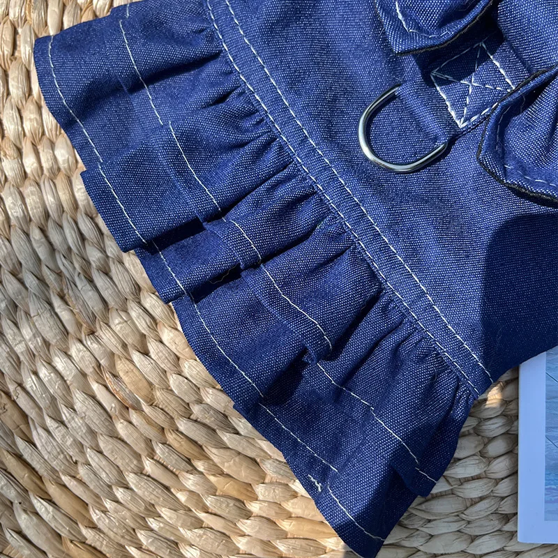 Arnés de tela vaquera para perro, chaleco versátil de poliéster duradero para mascotas, accesorios de correa para caminar, pajarita para perros grandes, ropa para gatos, 18kg - imagen 5