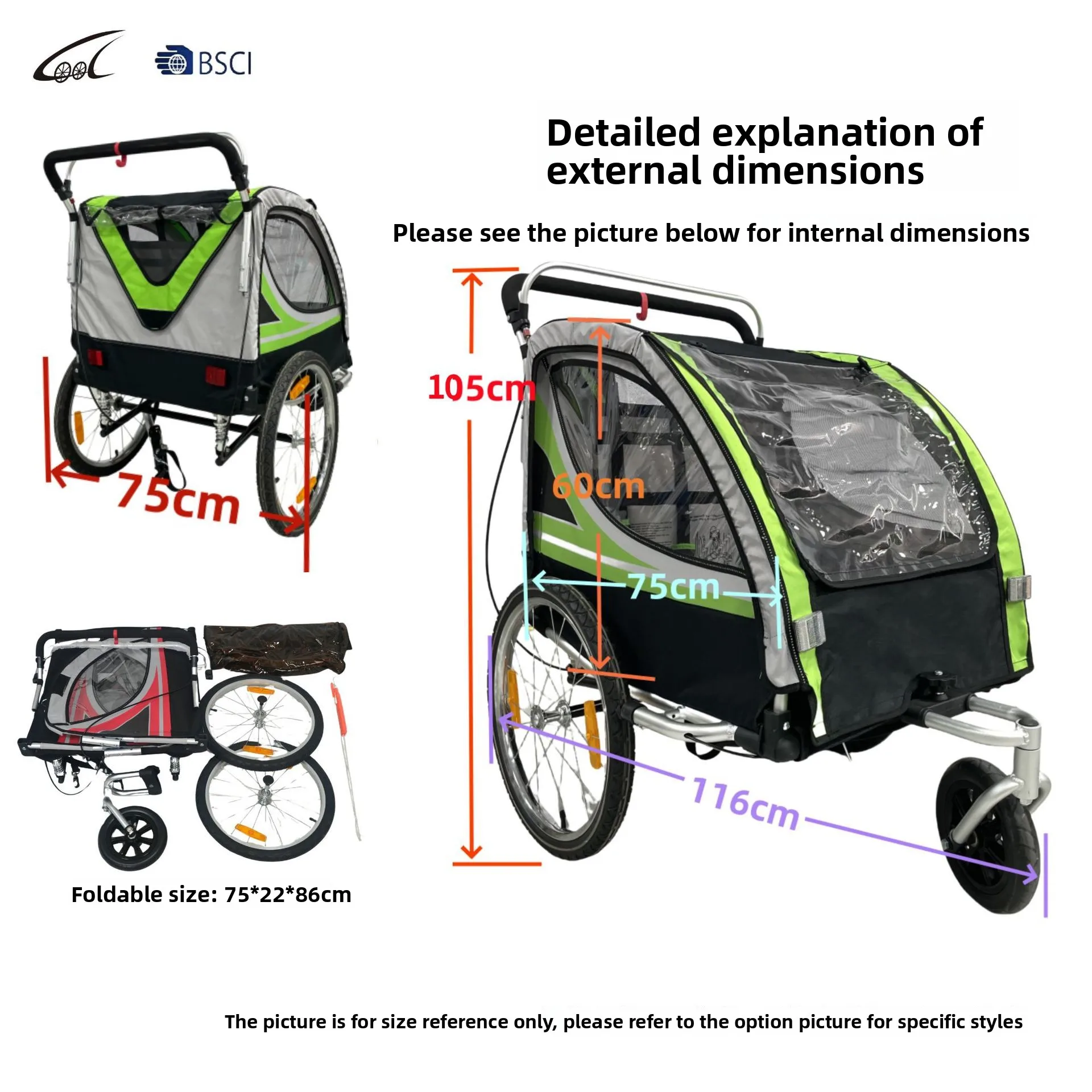 Carro de remolque de bicicleta para mascotas de aleación de aluminio doble para exteriores, implementación diaria de senderismo, carga de remolque de bicicleta, productos para mascotas - imagen 3