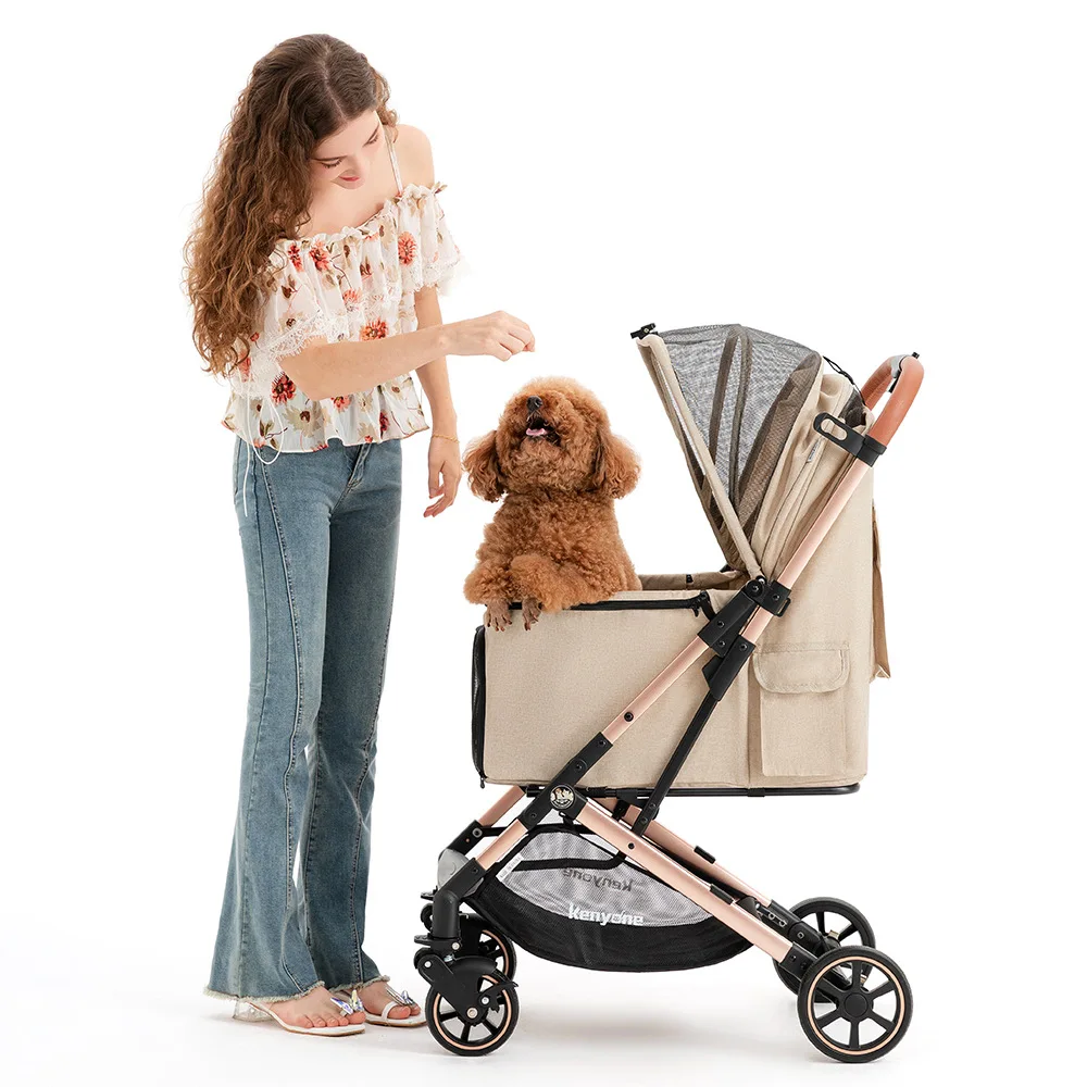Cochecitos para mascotas, cochecitos para perros de aleación de aluminio plegables y ligeros, cesta portátil separada para salir, productos para mascotas - imagen 4