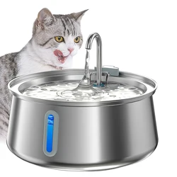 Fuente de agua para gatos de acero inoxidable de 4L, dispensador de agua automático ultrasilencioso para mascotas con filtro, tazón de agua de filtración multicapa
