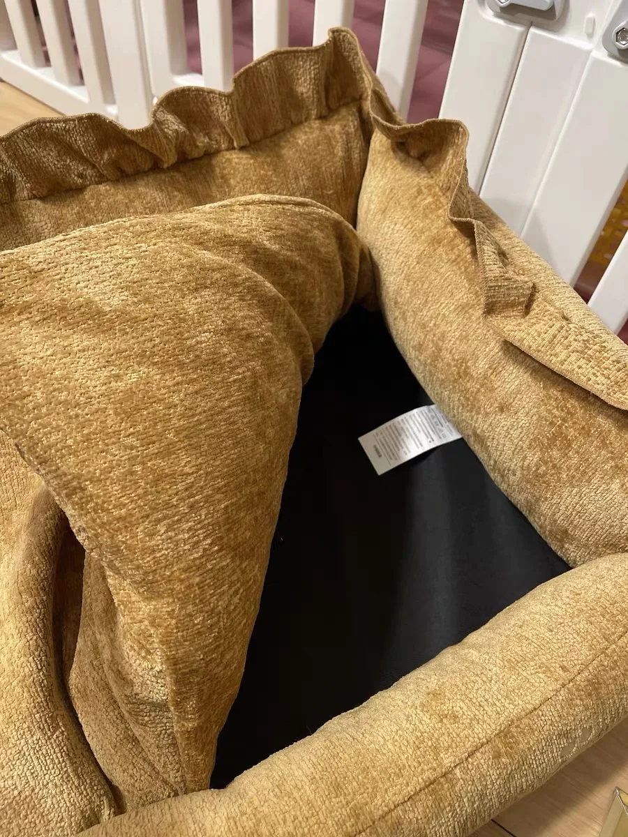 Cama terciopelo para gatos y perros mini con volantes, funda lavable - imagen 5