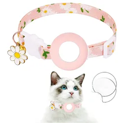 Collar ajustable para gatos con AirTag y campana - Diseño margarita