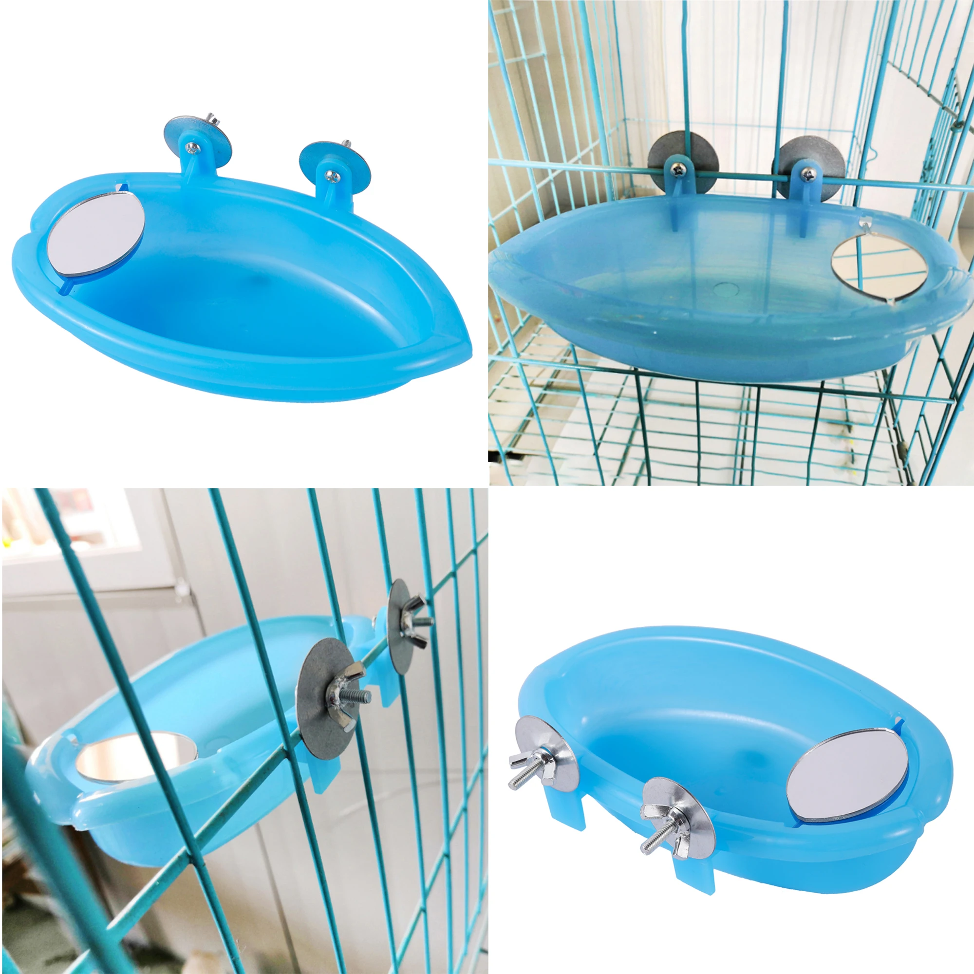 Jaula de baño para pájaros y mascotas, bañera para loros con espejo, accesorios para jaulas de pájaros, caja de ducha, jaula pequeña para loros, juguetes para mascotas, accesorios para pájaros, 1 ud.