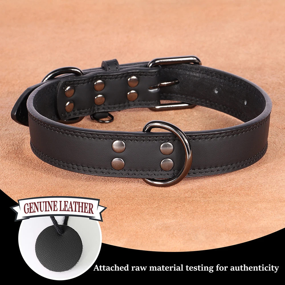 Collar de cuero suave para perros, collares ajustables de cuero PU para mascotas, Collar para perros pequeños, medianos y grandes, Pitbull, rosa, S-XL - imagen 4