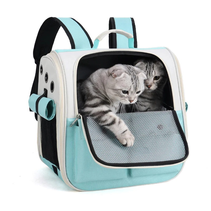 Bolsa de transporte para mascotas con correa ajustable, mochila plegable para gatos para viajes al aire libre, ventilación, mochila transportadora para gatos de gran capacidad - imagen 5