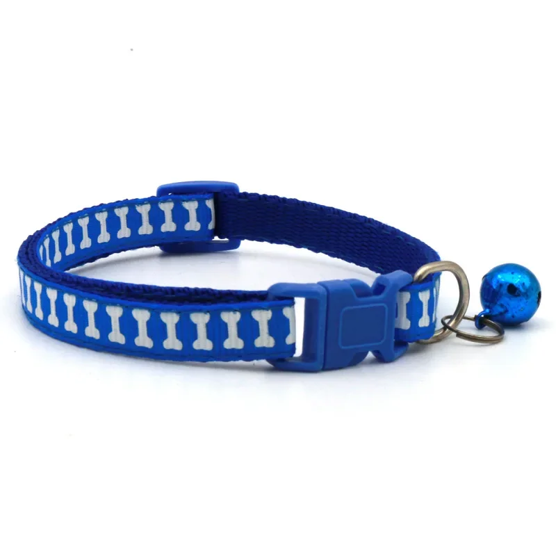 Collar ajustable de hueso para perro, gatito y gato con campana, collares de hebilla de poliéster para perros pequeños, suministros de accesorios para gatitos - imagen 4