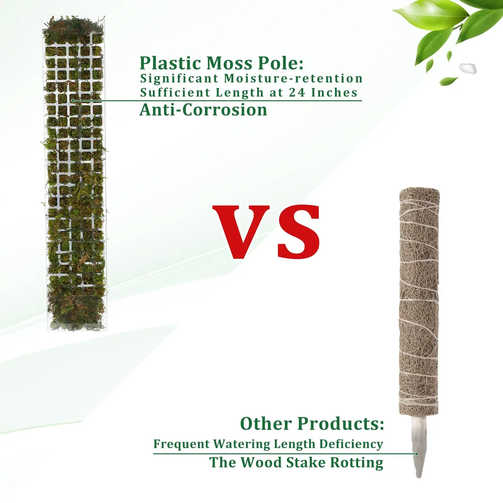 Poste de musgo, soporte de plástico para plantas trepadoras de interior, maceta para tutores guardián, palo de musgo para crecimiento de plantas, accesorios de soporte para jardín - imagen 3