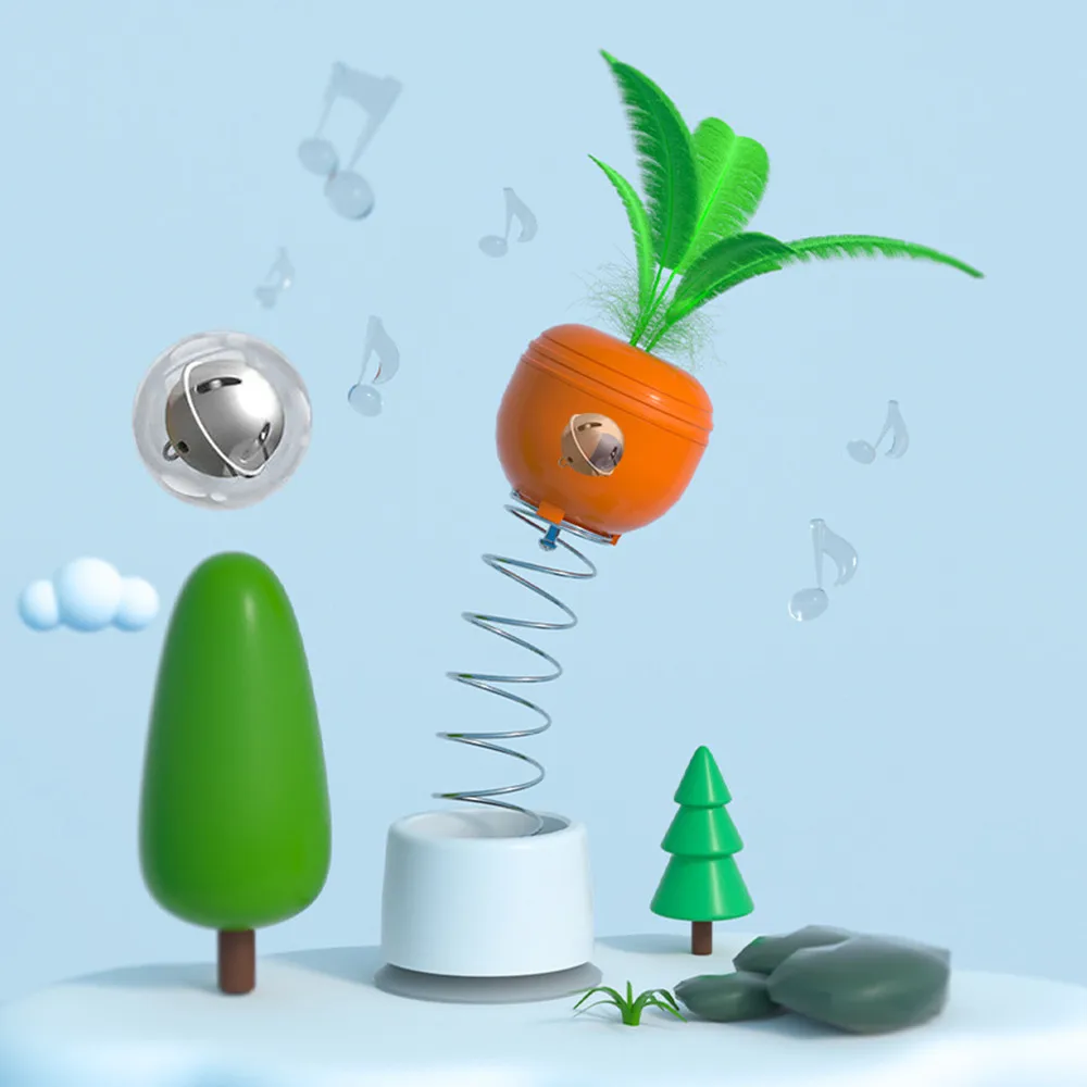 Juguete interactivo para gatos, juguetes de plumas con ventosa de campana, rompecabezas, vaso, alimentador de comida para mascotas, Primavera, zanahoria - imagen 3