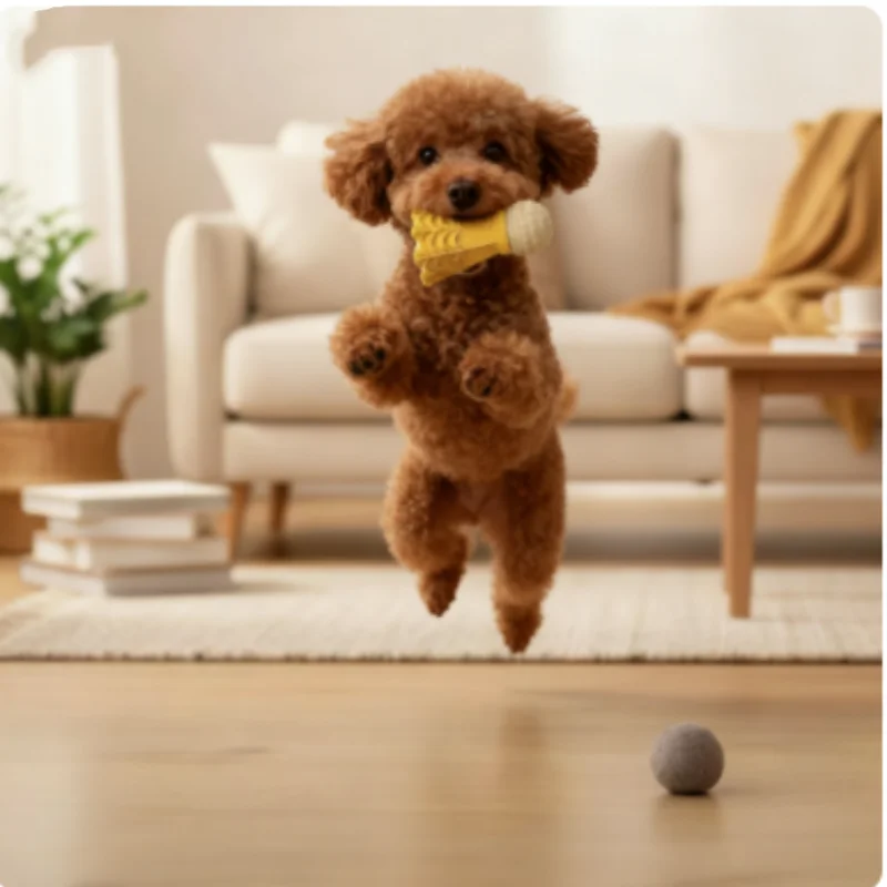 Juguete interactivo para masticar con forma de bádminton, resistente a mordeduras, alivia el aburrimiento, palo para moler los dientes, rompecabezas para perros, diversión automática - imagen 5