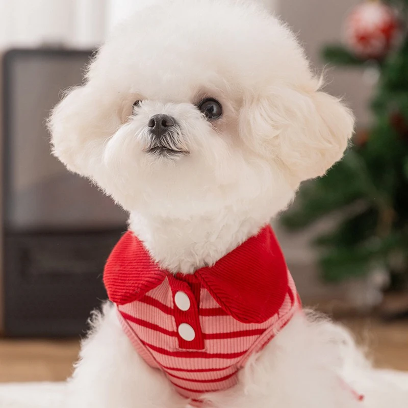 Suéter clásico a rayas, ropa cálida para mascotas, jersey para Chihuahua, mono para perros, suministros para cachorros y Yorkie, pijamas de Estilo Princesa - imagen 5