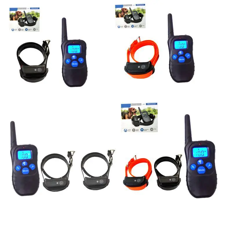 Collar de adiestramiento para perros con pantalla azul y botón azul