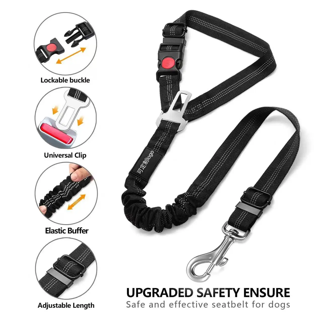 Cinturón de seguridad de coche ajustable para mascotas con Clip Universal elástico absorbente de golpes cinturón de seguridad reflectante para mascotas suministros para exteriores para mascotas