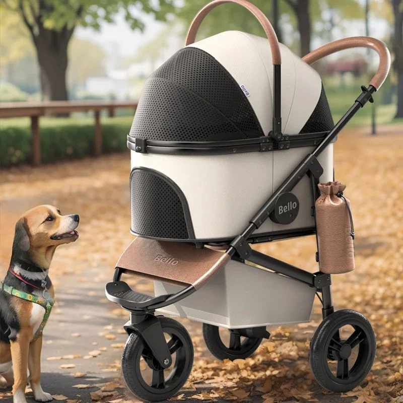 Pet Strollers Dog Cat Pet Cart Dog Cat Outdoor Travel Foldable Separation Outlet - imagen 3