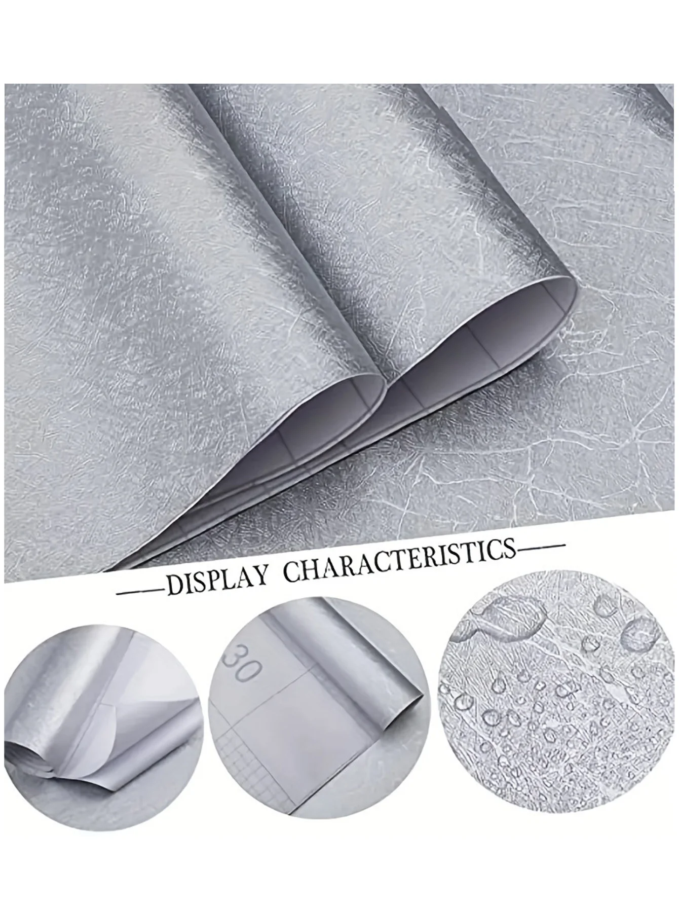 1 rollo de papel tapiz autoadhesivo, papel de contacto autoadhesivo con textura de seda gris plateado, pelar y pegar inmediatamente, papel tapiz impermeable y extraíble para sala de estar, cocina, dormitorio, dormitorio, papel tapiz de renovación de muebles, papel tapiz estético de otoño - imagen 2