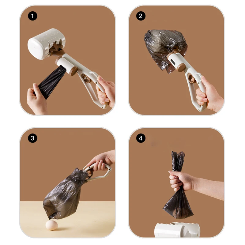 Recogedor de inodoro para perros de mango largo, Clip portátil para recoger excrementos de mascotas, artefacto de pala para excrementos de cachorros con dispensador de bolsa para excrementos - imagen 5