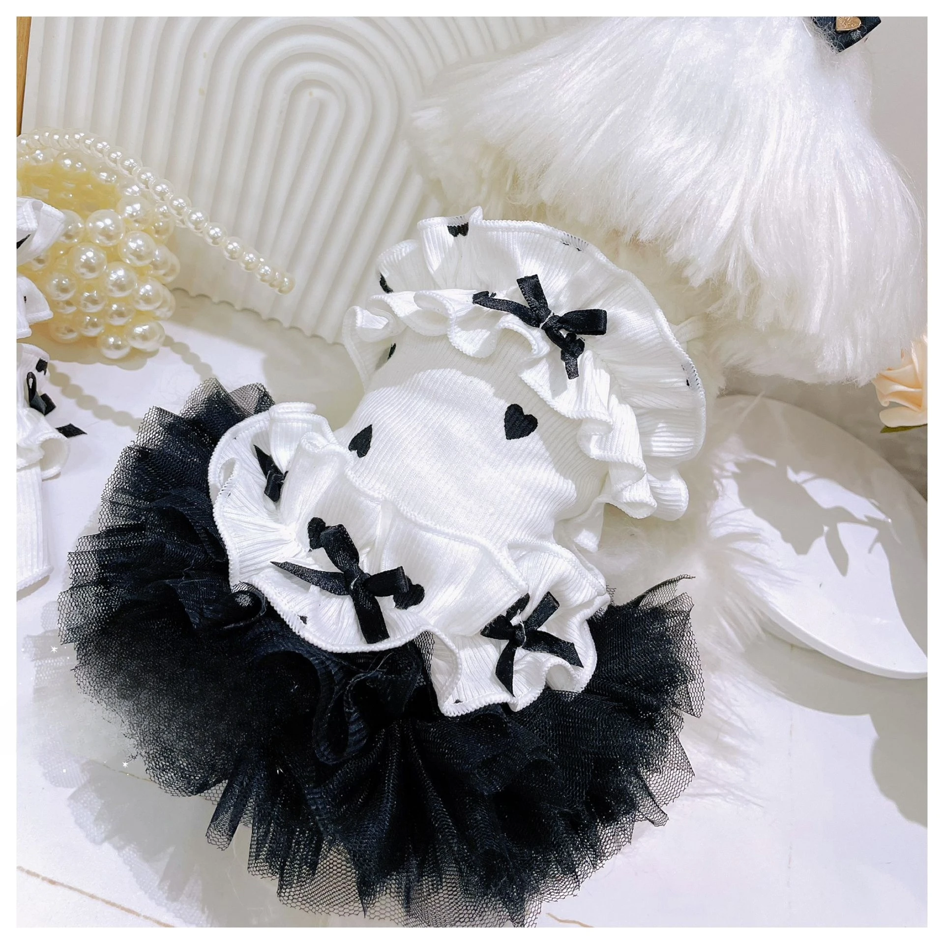 Vestido de retazos de malla para mascotas, chaleco de princesa para perros, falda acampanada elástica de Yorkshire, vestido camisola, ropa para perros pequeños - imagen 3