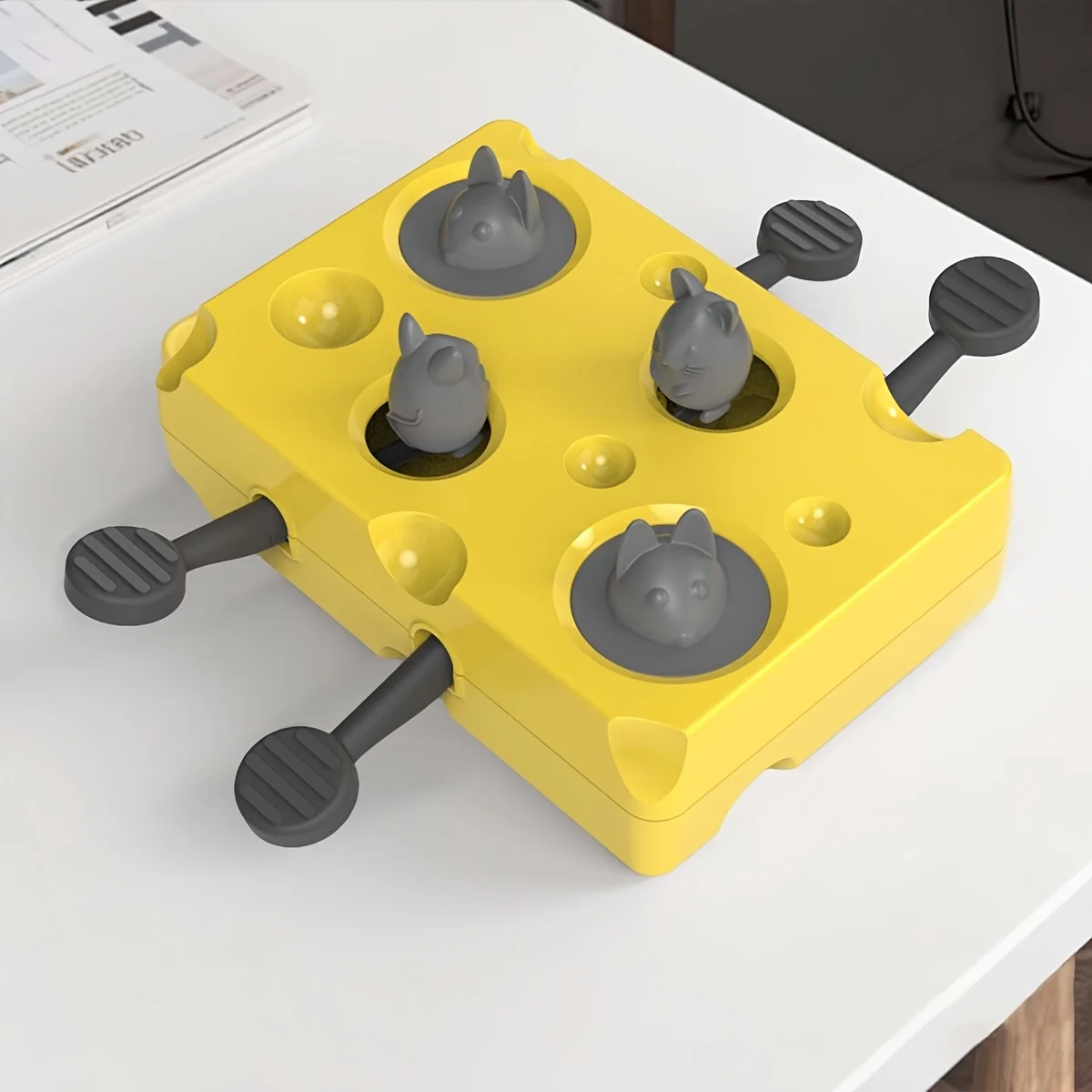 Juguete interactivo para gatos con objetivos de ratones y orificios dispensadores de golosinas, juguete rompecabezas de alimentación lenta para estimulación mental, juguete rompecabezas para gatos - imagen 2