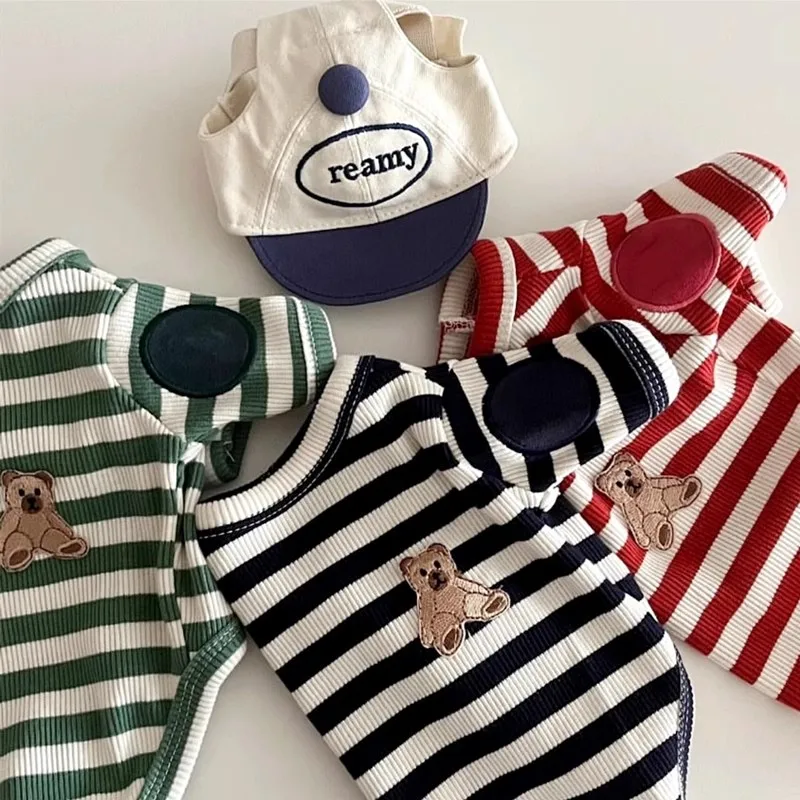 Camisa de verano para cachorros, chaleco para perros, sudaderas finas a rayas bonitas para perros, Chihuahua, Bichon, camiseta interior para perros, ropa para gatos, sudadera para mascotas