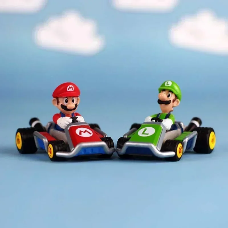 8 Uds. Serie Super Marios Bros modelo de coche de juguete coches de carreras deslizantes personaje del juego de dibujos animados Anime figura de acción coleccionando juguetes regalos - imagen 4