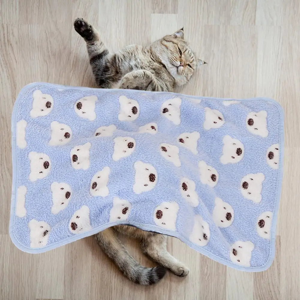 Manta de lana de Coral con estampado de dibujos animados para perro, alfombrilla para cachorro, suave y cómoda, resistente a la decoloración, Sábana, cojín, suministros para mascotas