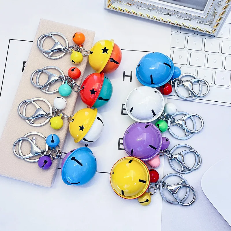 Juego de llaveros de metal con cascabel y cascabel para perros y gatos, campana grande de 40 mm + cascabeles pequeños de 2 x 14 mm, collar ajustable para mascotas - imagen 2