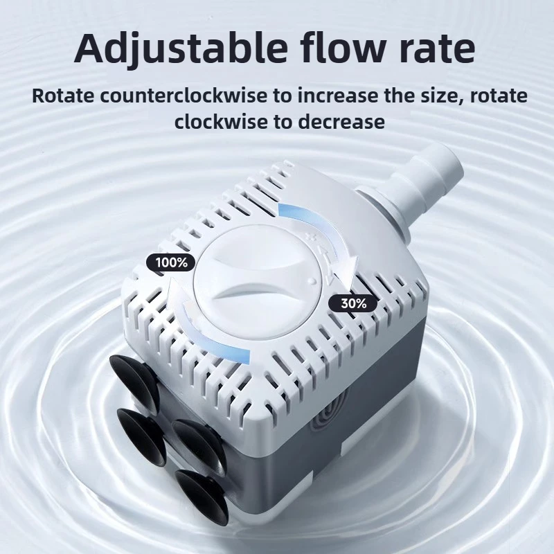 Mini bomba de agua para pecera, bomba sumergible ultrasilenciosa para acuario, bombas de succión inferiores para circulación de agua, suministros ajustables para mascotas - imagen 2