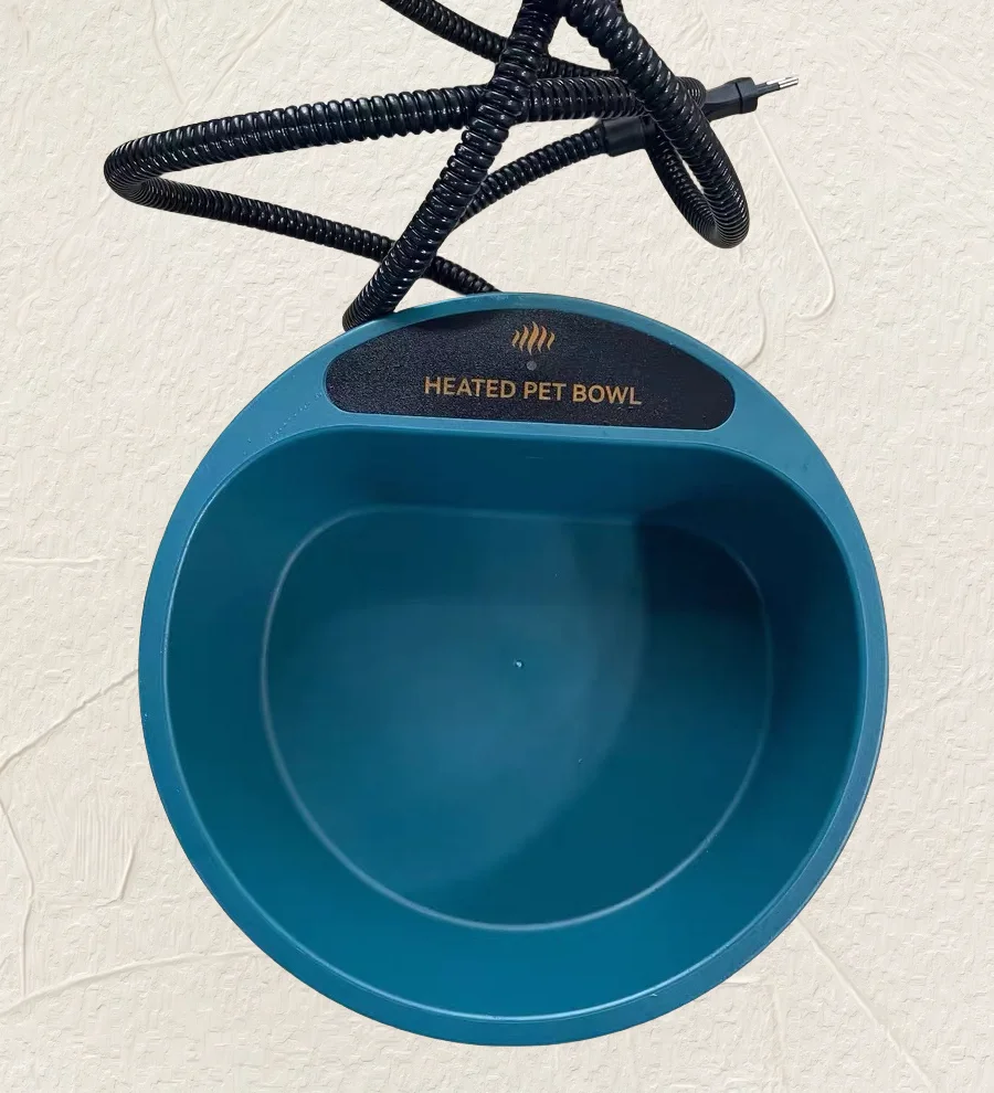 Cuenco de agua calentado para perros para exteriores, cuenco de agua sin congelación, cuenco calefactable para mascotas con cable resistente a masticar, cuenco eléctrico para mascotas de 2,2 L