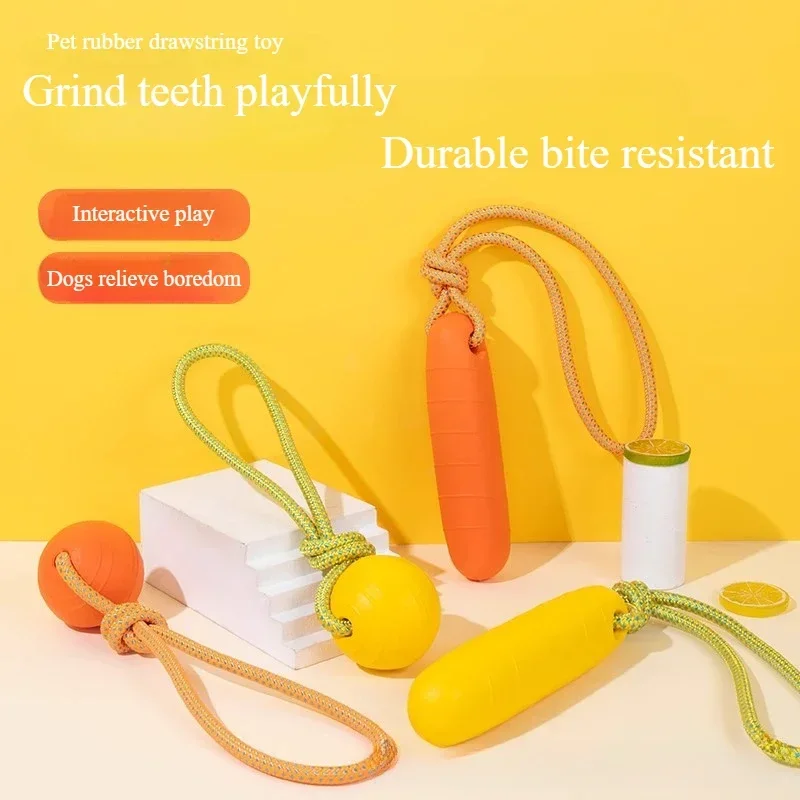 Palo de goma con cordón para perro, bola con cordón para aliviar la congestión, limpieza - imagen 2