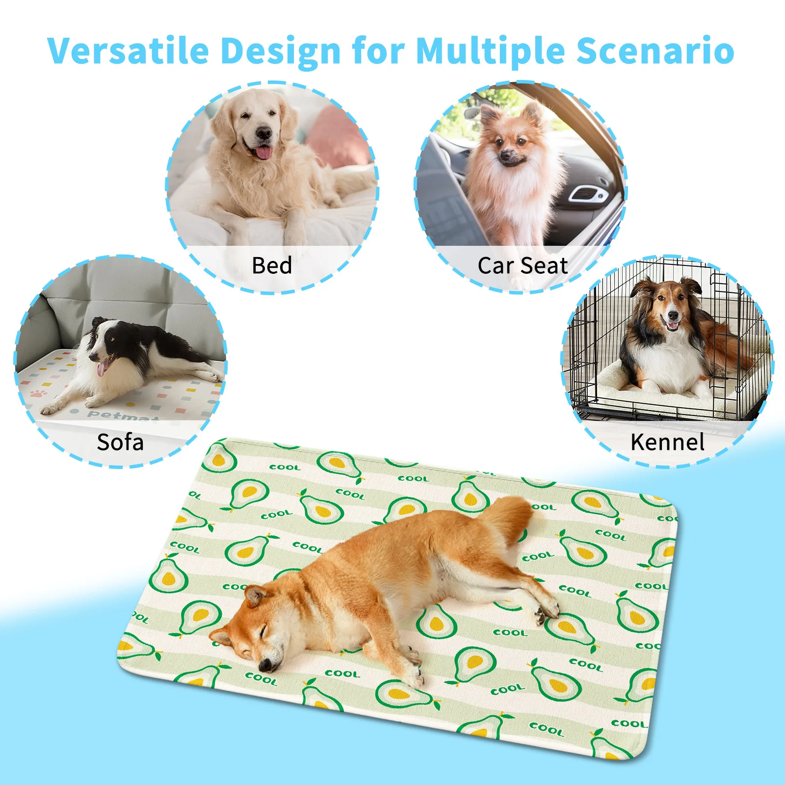 Estera refrescante con estampado bonito para perros, almohadillas de cama cómodas y transpirables para mascotas, estera para dormir de verano, suministros de disipación de calor para cachorros y gatitos en casa - imagen 4