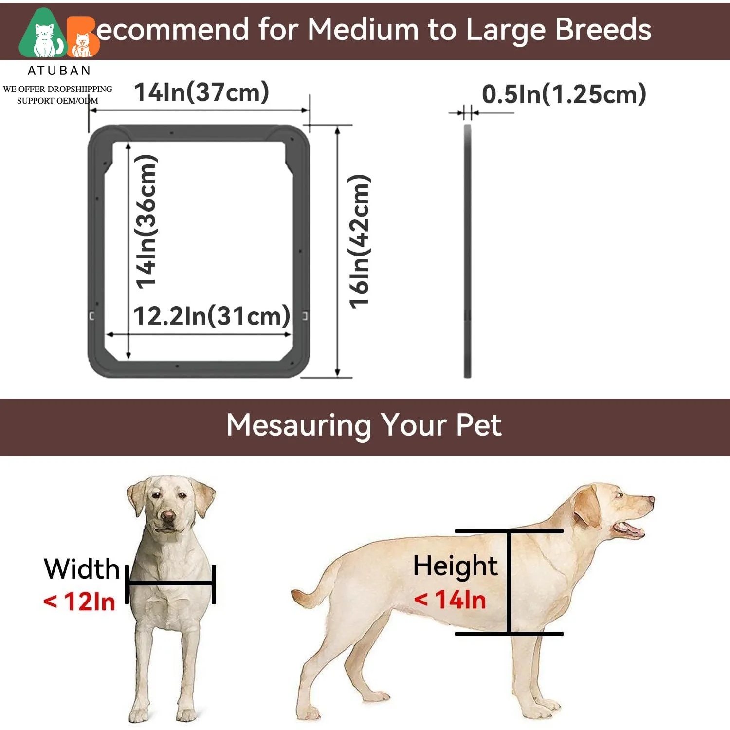 ATUBAN Puerta de pantalla grande para perros con cierre magnético Puerta de pantalla para mascotas para puerta de pantalla corredera/Puerta con cerradura para perros y gatos - imagen 2