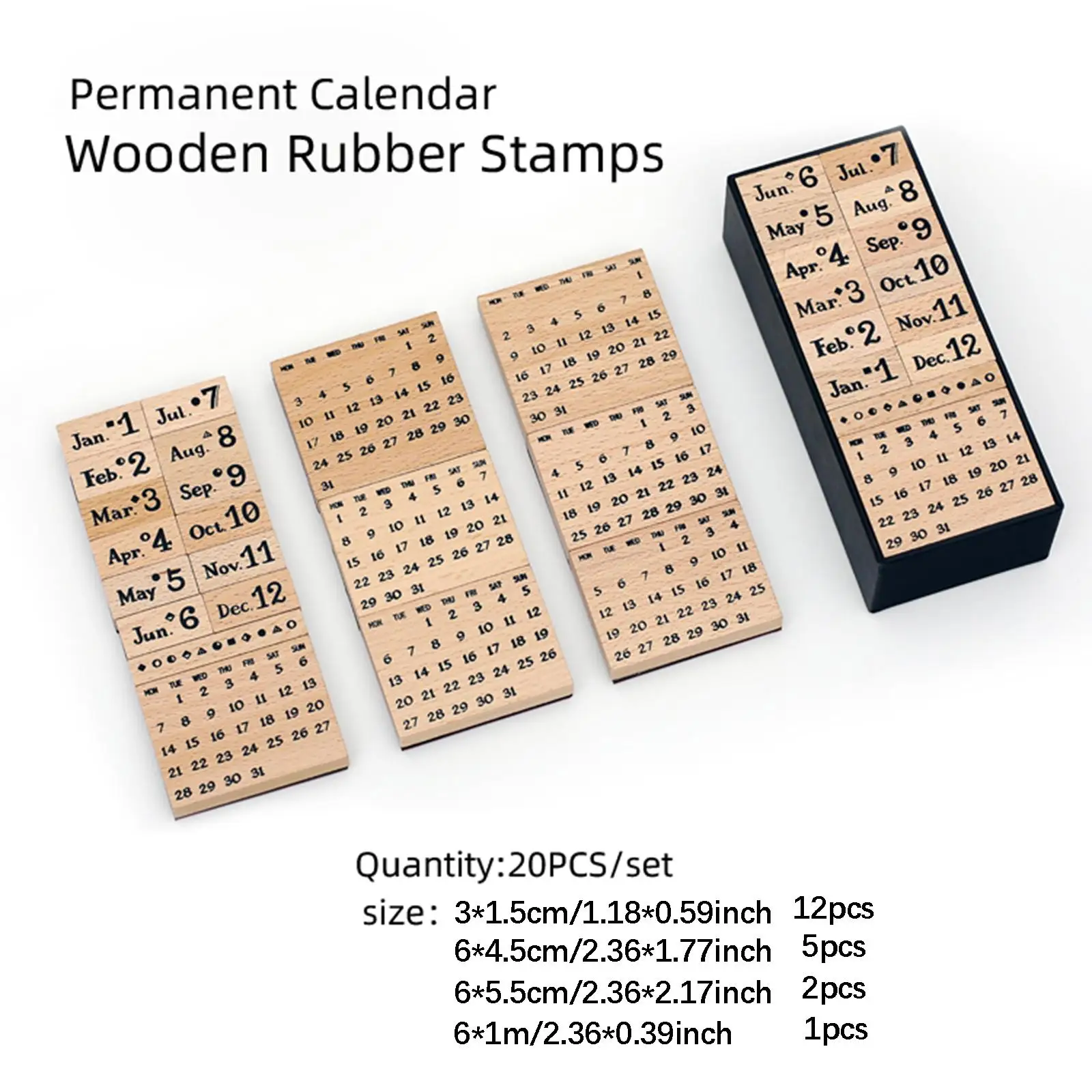 Multipurpose Wooden Stamps Creative Calendar Stamping Set for Scrapbooking Bullet Journal and Decorative Album Supplies