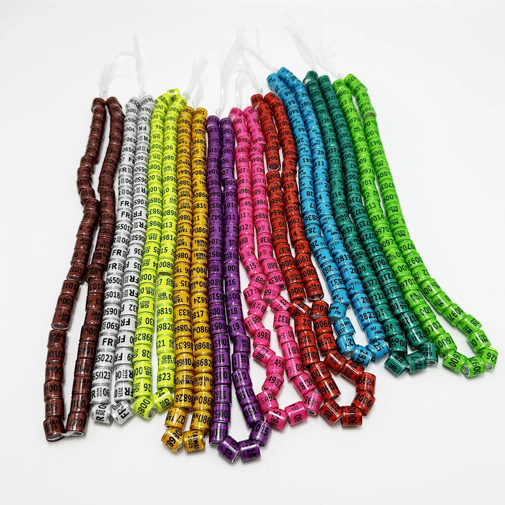 2025 Anillo para pie de paloma de 8 mm con números Anillo para pie de pájaro de plástico de aluminio Suministros para pájaros multicolor Herramienta de entrenamiento 50 piezas - imagen 3