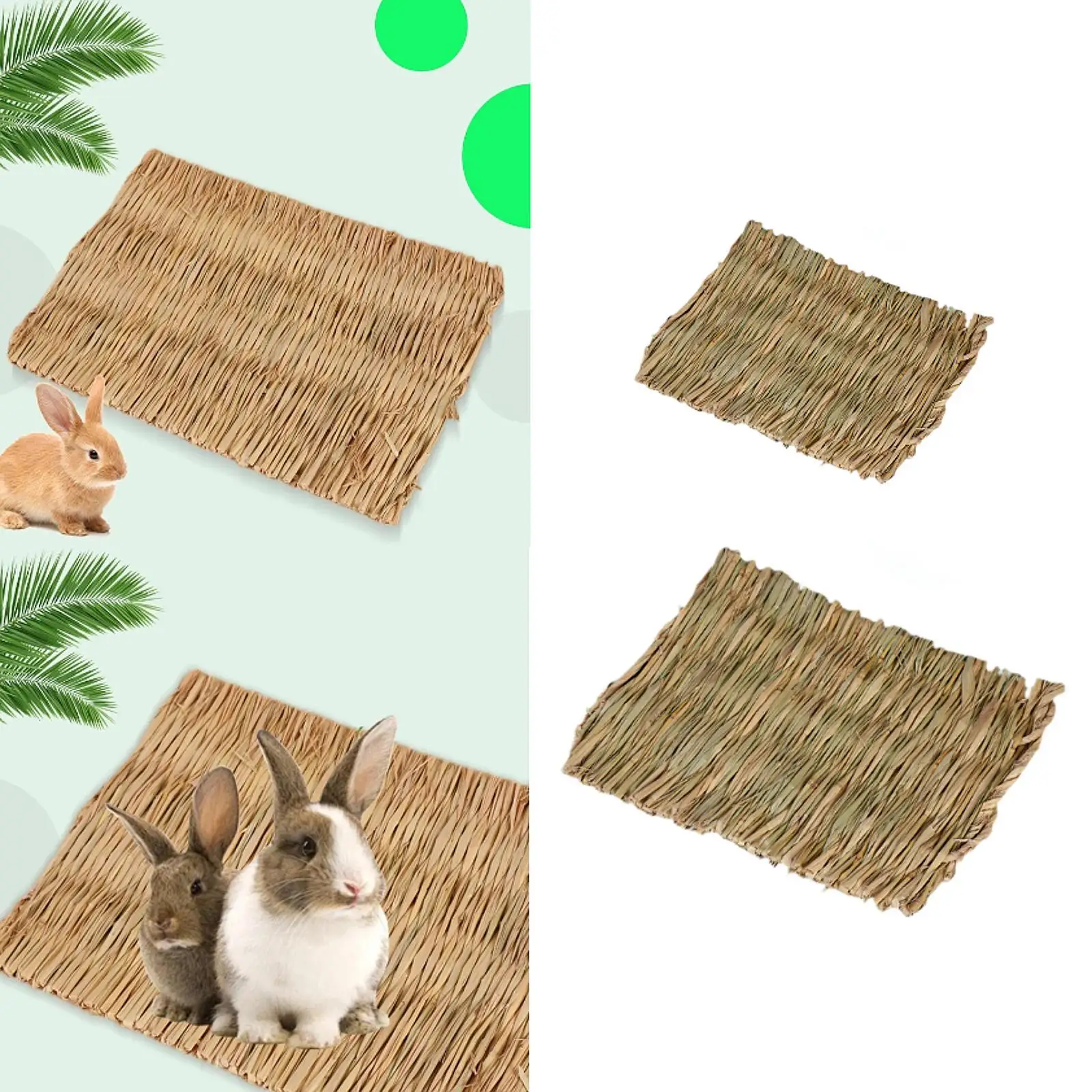 10 Pieces Rabbit Grass Mat Straw Hay Mats Bunny Bed Straw Woven Bed for Syrian Rat Chinchilla Squirrel Hedgehog Guinea Pig