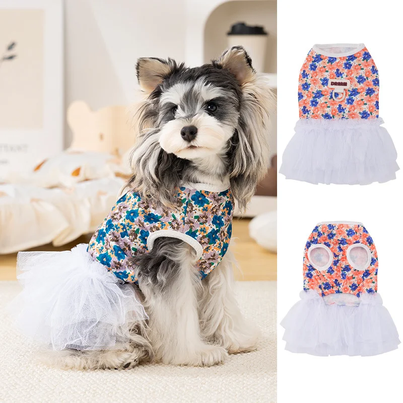 Vestido floral de verano para perros pequeños Chihuahua y Yorkie