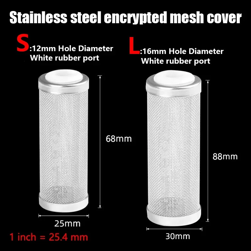Filtro de acero inoxidable, tamaño S/L, accesorios para acuario, entrada de flujo, protección especial, filtro de cilindro de camarones, red para camarones, 1 ud. - imagen 4