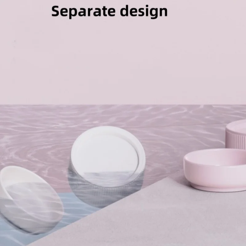 Cuenco de cerámica para perros y gatos, bebedero alimentador para cachorros, soporte elevado, cuencos blancos y rosas dobles para gatos, perros y gatitos, agua de alimentación - imagen 4