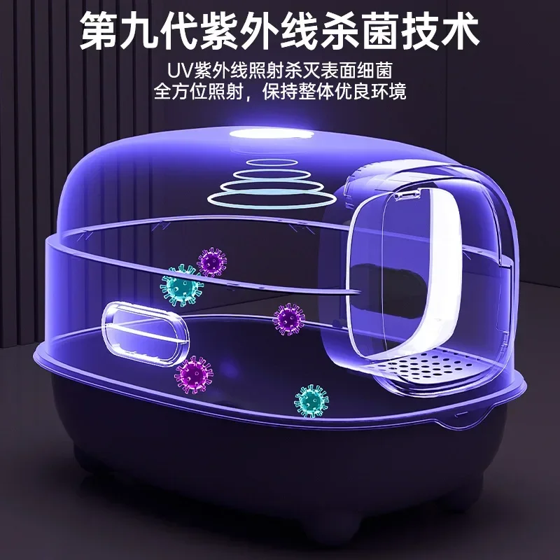 Caja de arena para gatos, desodorante desinfectante, inodoro para mascotas de gran tamaño completamente cerrado, caja de arena para gatos Extra grande a prueba de salpicaduras - imagen 2