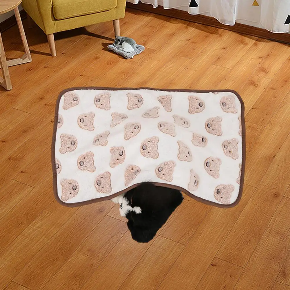 Manta de lana de Coral con estampado de dibujos animados para perro, alfombrilla para cachorro, suave y cómoda, resistente a la decoloración, Sábana, cojín, suministros para mascotas - imagen 2